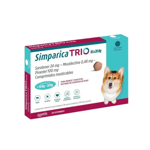 SIMPARICA TRIO 3 COMPRIMIDO 10 A 20 Kg